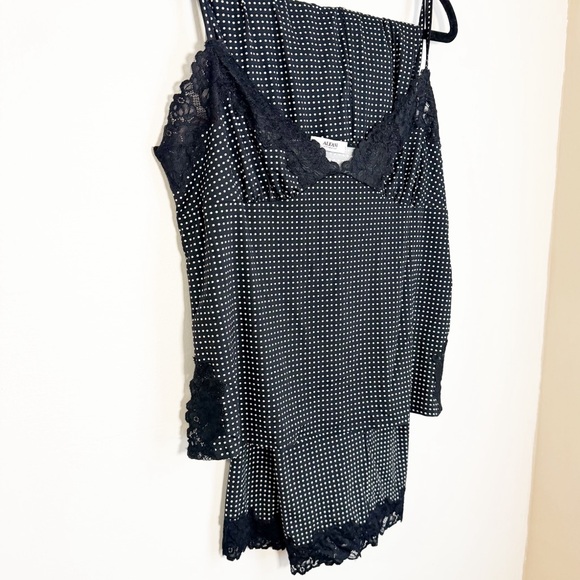 Alfani Other - Alfani Two Piece Blue and White Polka Dot Sleepwear Set with Navy Blue Lace Trim